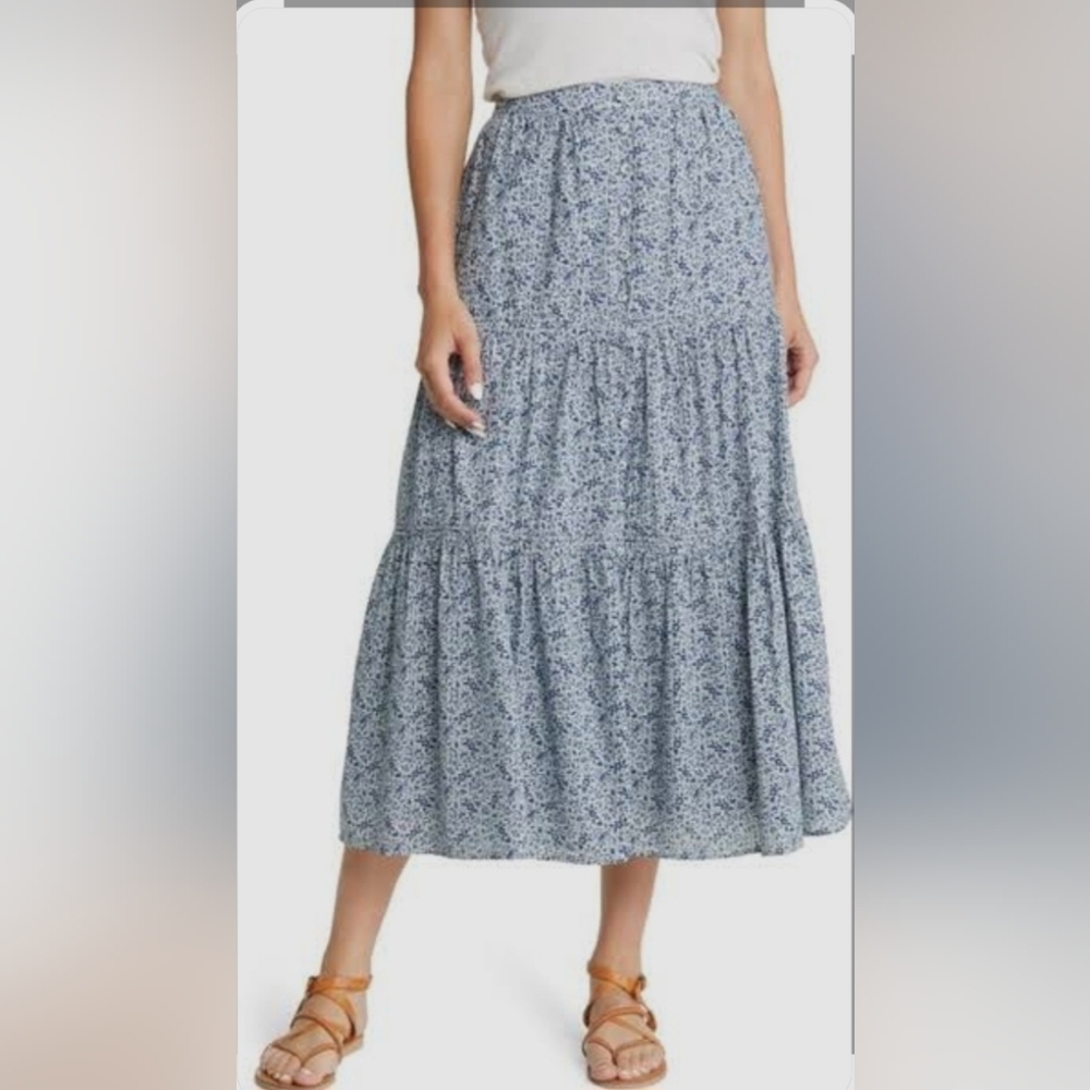 MADEWELL Button-Front Tiered Maxi Skirt In Florentine Floral Ditsy